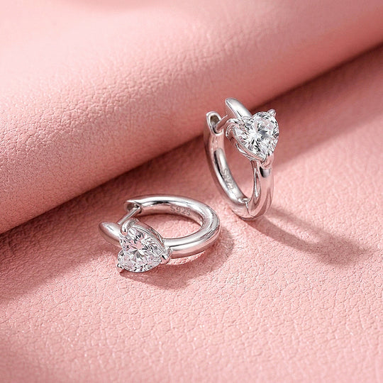 Heart Moissanite Hoop Earrings | 925 Sterling Silver | PRM8170