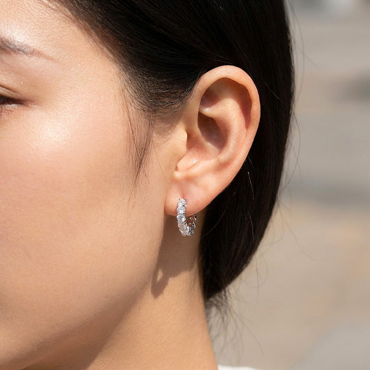 Full Set Moissanite Hoop Earrings | 925 Sterling Silver | PRM8173