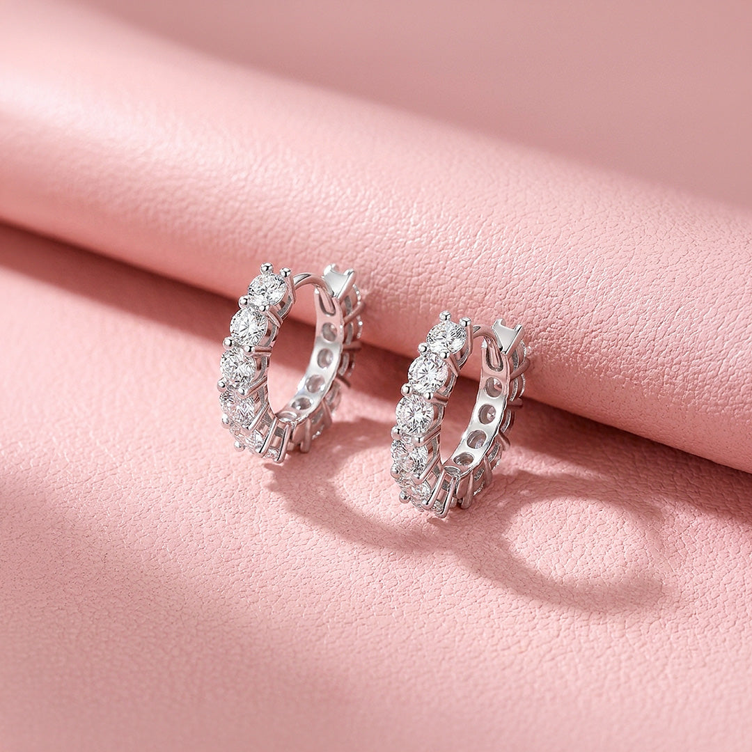 Full Set Moissanite Hoop Earrings | 925 Sterling Silver | PRM8173