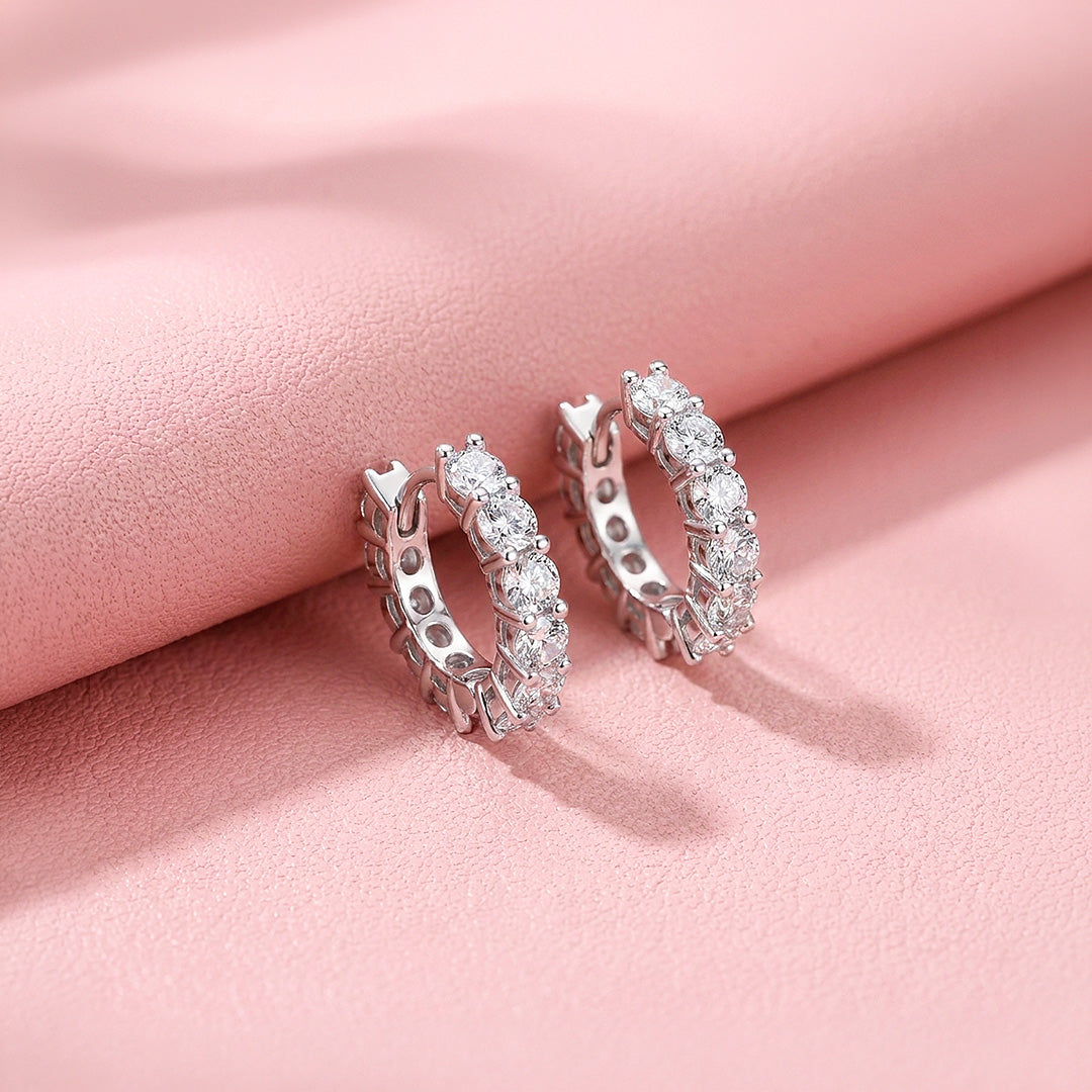 Full Set Moissanite Hoop Earrings | 925 Sterling Silver | PRM8173