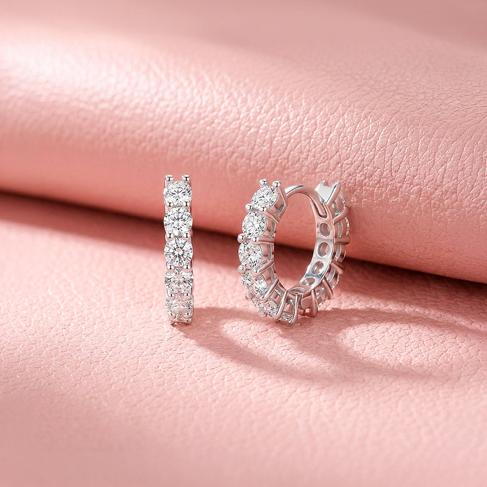 Full Set Moissanite Hoop Earrings | 925 Sterling Silver | PRM8173