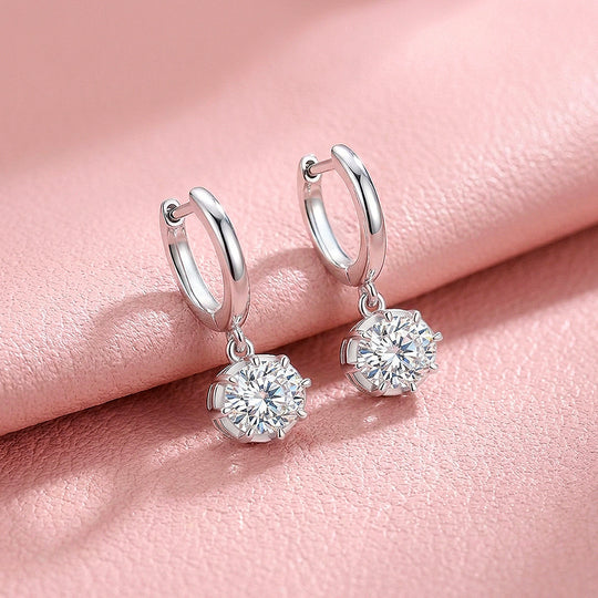 Oval Solitaire Drop Moissanite Earrings | 925 Sterling Silver | PRM8174