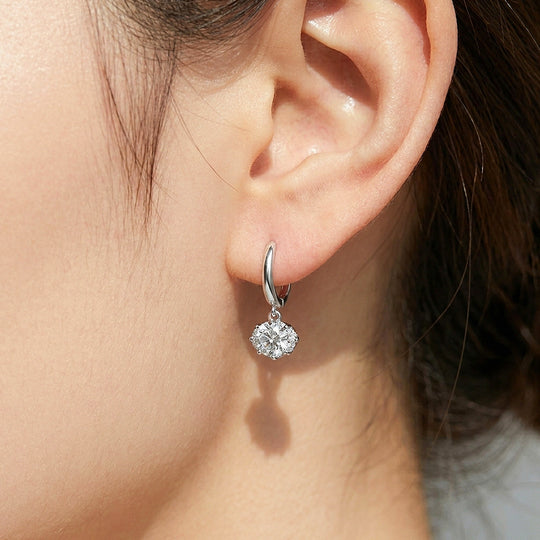 Oval Solitaire Drop Moissanite Earrings | 925 Sterling Silver | PRM8174