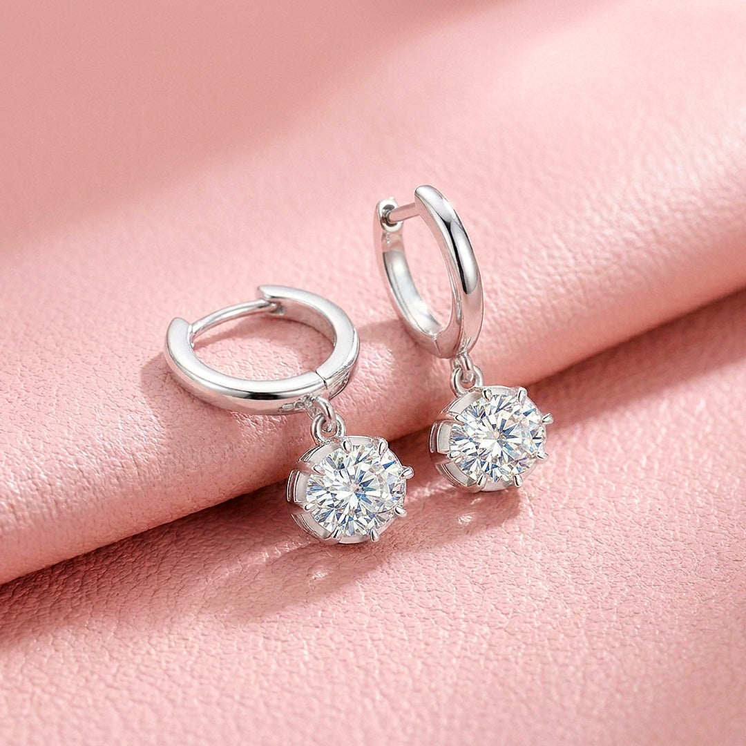 Oval Solitaire Drop Moissanite Earrings | 925 Sterling Silver | PRM8174