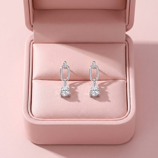 Pear Cut Paperclip Link Drop Earrings | Moissanite | 925 Sterling Silver | Prm8186