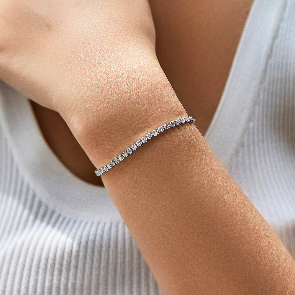 Classic Round Tennis Bracelet | Diamond Simulant | Prm9101 - Bracelets | Singapore Jewellery, Wedding Rings & Gifts | Same Day Delivery | Tiara.com.sg
