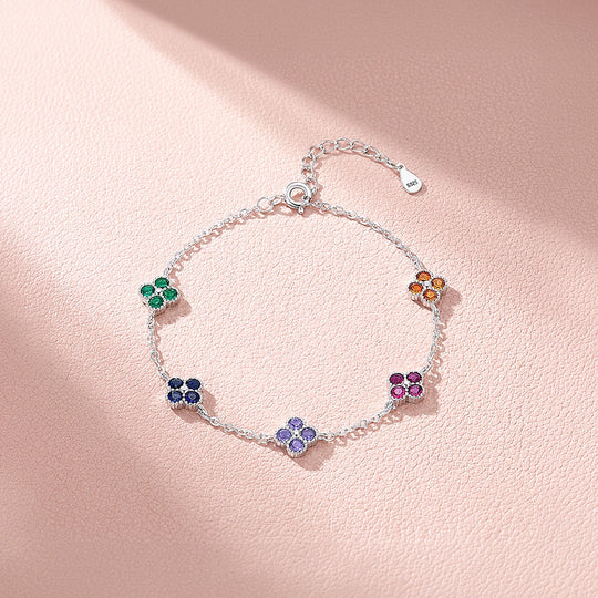 Multi-Color Clover Link Bracelet | Diamond Simulant | Prm9104