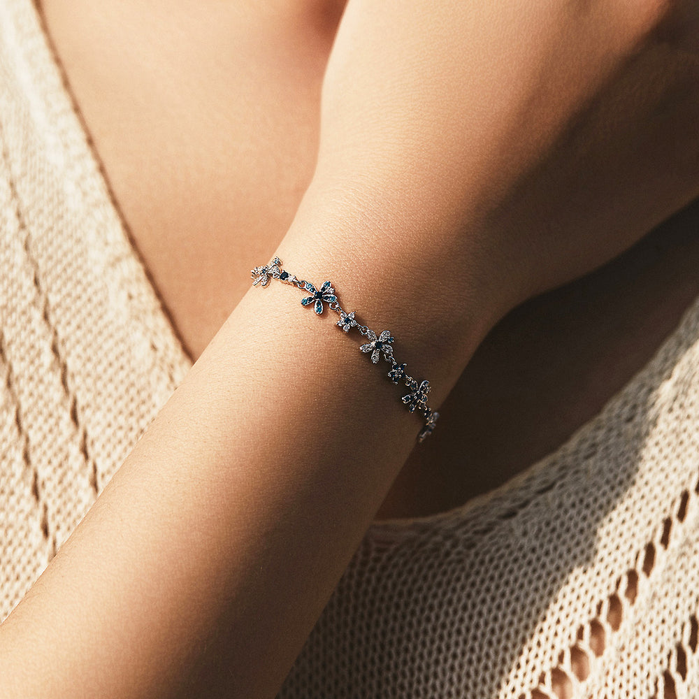Floral Halo Link Bracelet | Diamond Simulant | Prm9107 - Bracelets | Singapore Jewellery, Wedding Rings & Gifts | Same Day Delivery | Tiara.com.sg