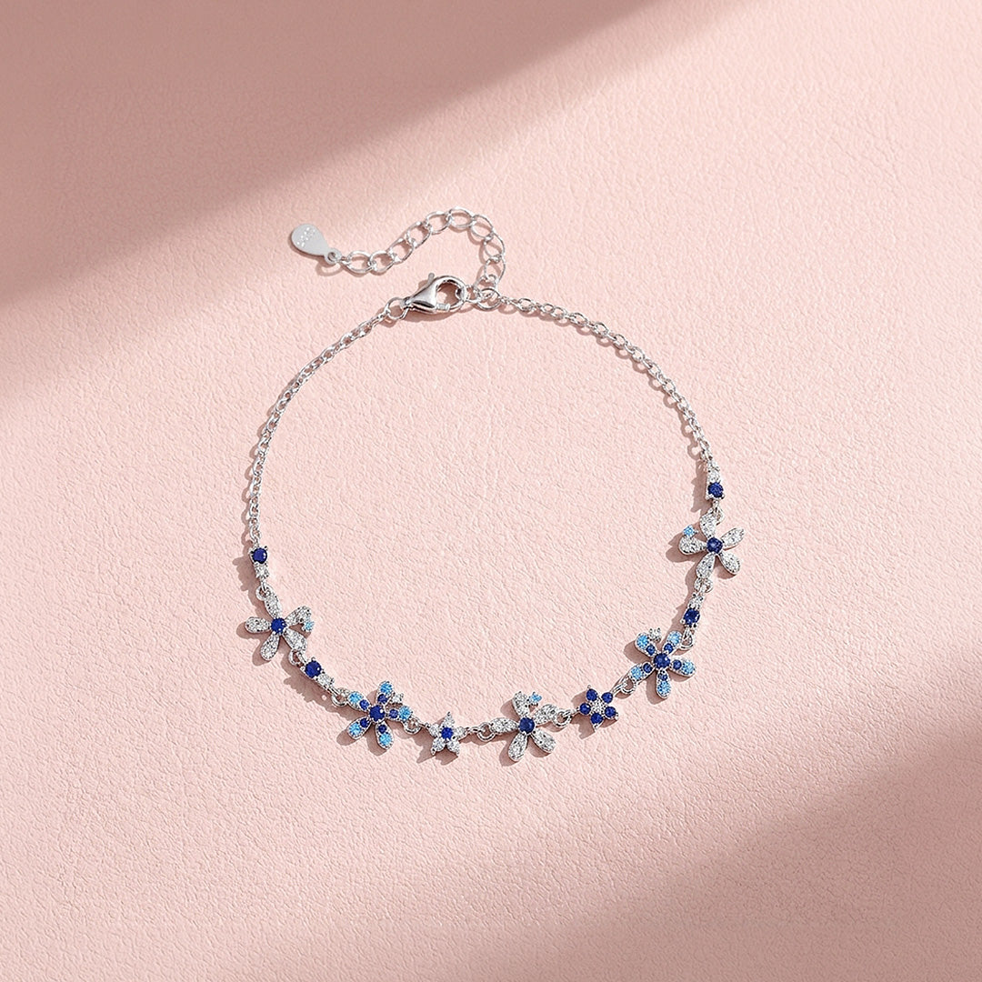 Floral Halo Link Bracelet | Diamond Simulant | Prm9107