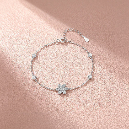 Floral Halo Link Bracelet | Diamond Simulant | Prm9111