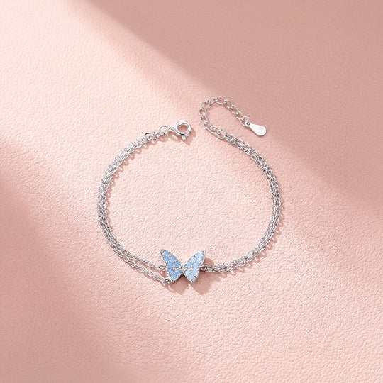 Blue Opal Butterfly Double-Strand Bracelet | Prm9112