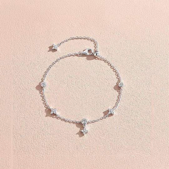 Floral Drop Charm Bracelet | Diamond Simulant | Prm9114