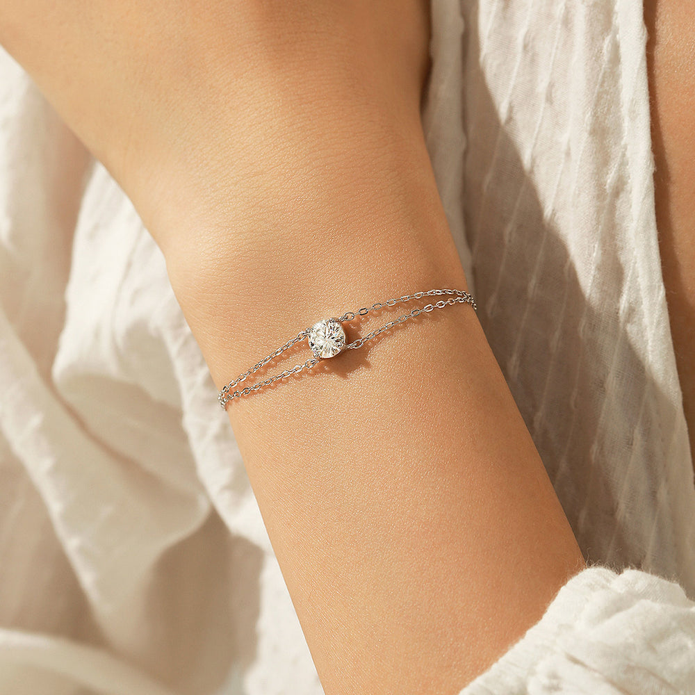 Moissanite Double-Strand Solitaire Bracelet | Prm9116 - Bracelets | Singapore Jewellery, Wedding Rings & Gifts | Same Day Delivery | Tiara.com.sg