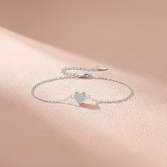 Pavé Heart Link Bracelet | Diamond Simulant | Prm9121