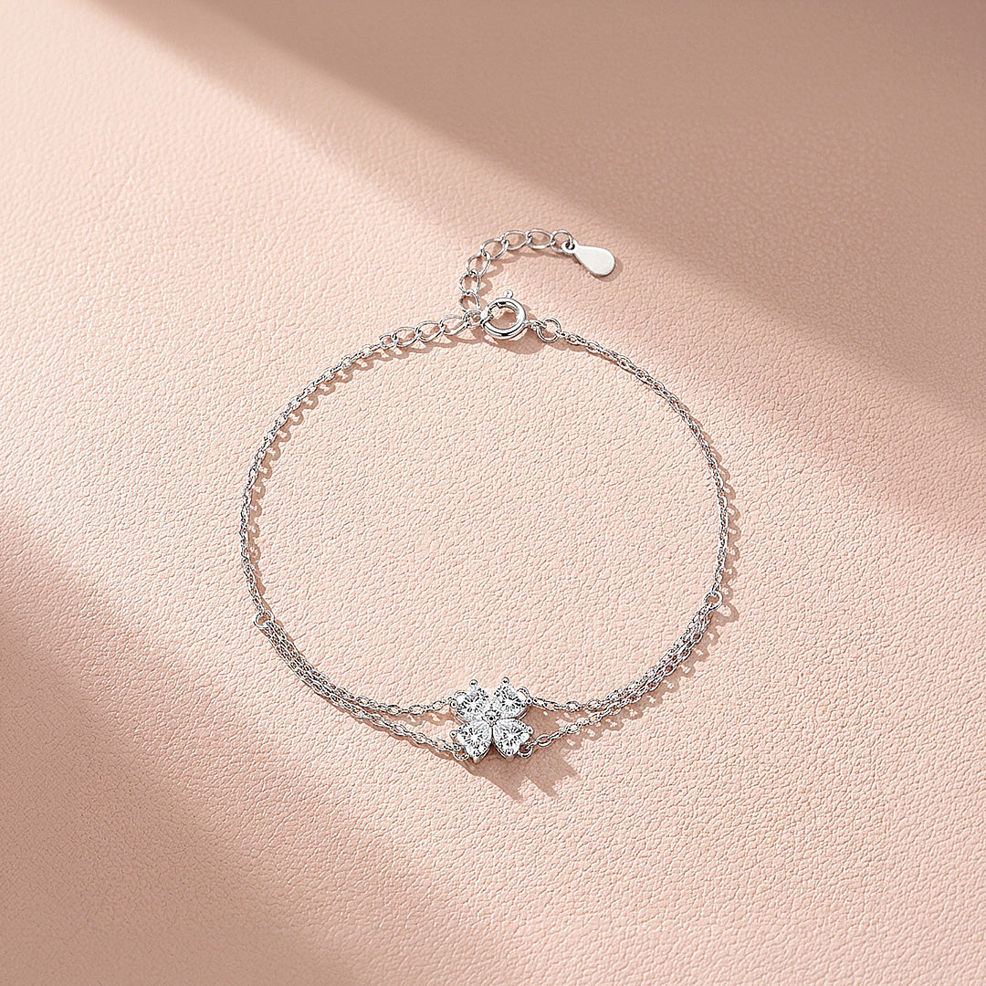 Clover Double-Strand Bracelet | Diamond Simulant | Prm9122