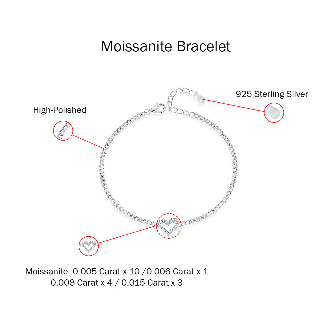 Prm9124: The Moissanite Heart Curb Bracelet