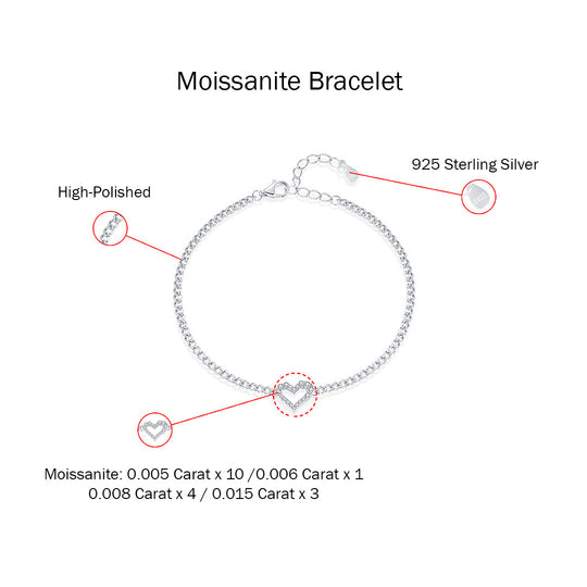 Prm9124: The Moissanite Heart Curb Bracelet
