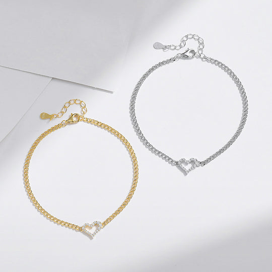 Prm9124: The Moissanite Heart Curb Bracelet
