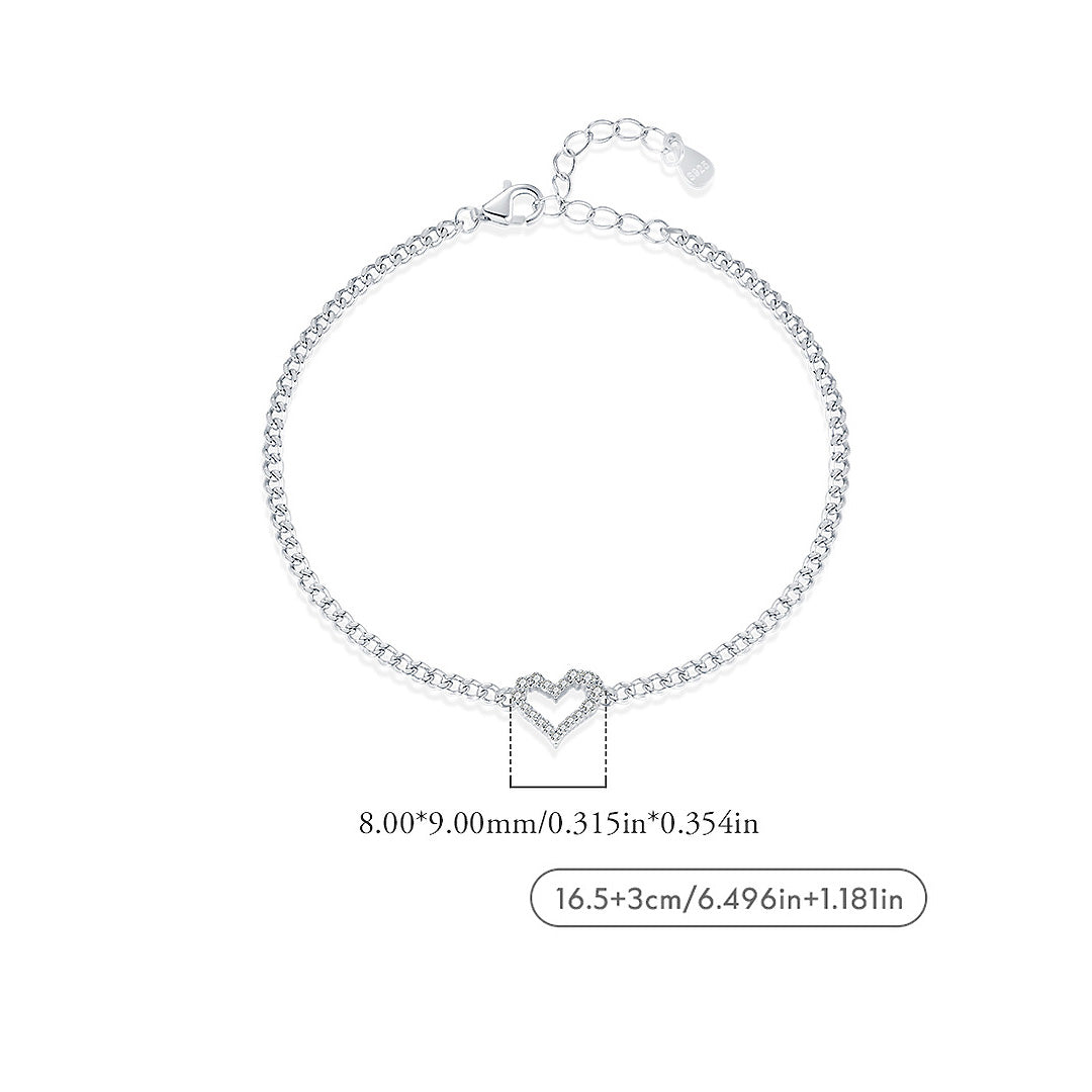 Prm9124: The Moissanite Heart Curb Bracelet