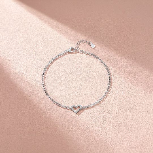 Open Heart Curb Chain Bracelet | Moissanite | Prm9124