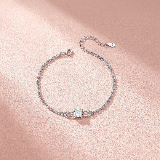 Princess Cut Double-Strand Bracelet | Diamond Simulant | Prm9125