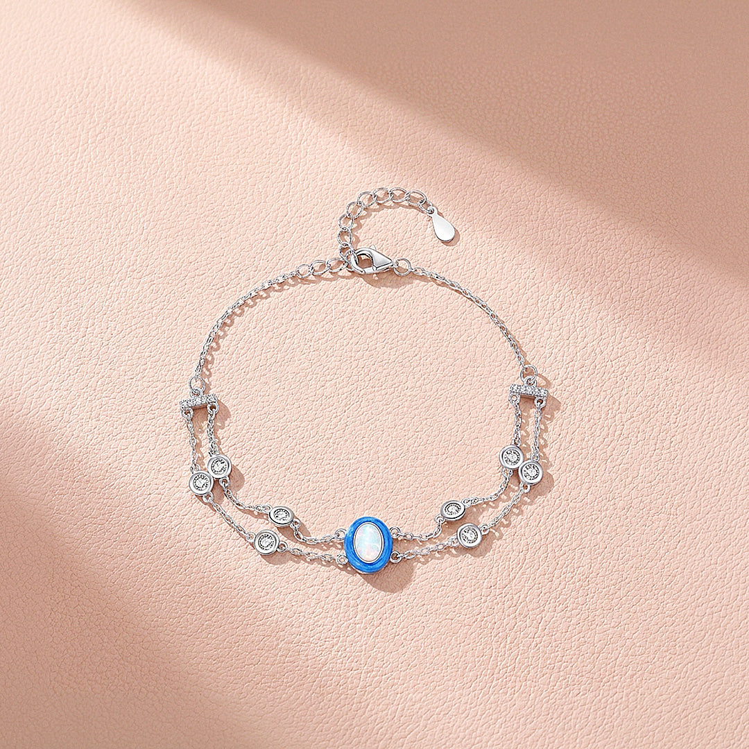 Blue Opal Double-Strand Bracelet | Diamond Simulant | Prm9126