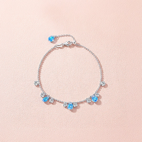Turquoise Heart Solitaire Bracelet | Diamond Simulant | Prm9128