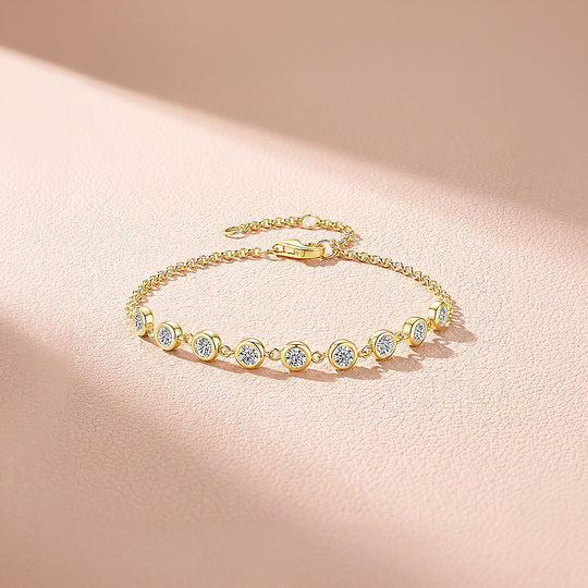 Bezel Moissanite Link Bracelet | Prm9131