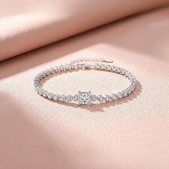 Princess Halo Tennis Bracelet | Moissanite | Prm9132