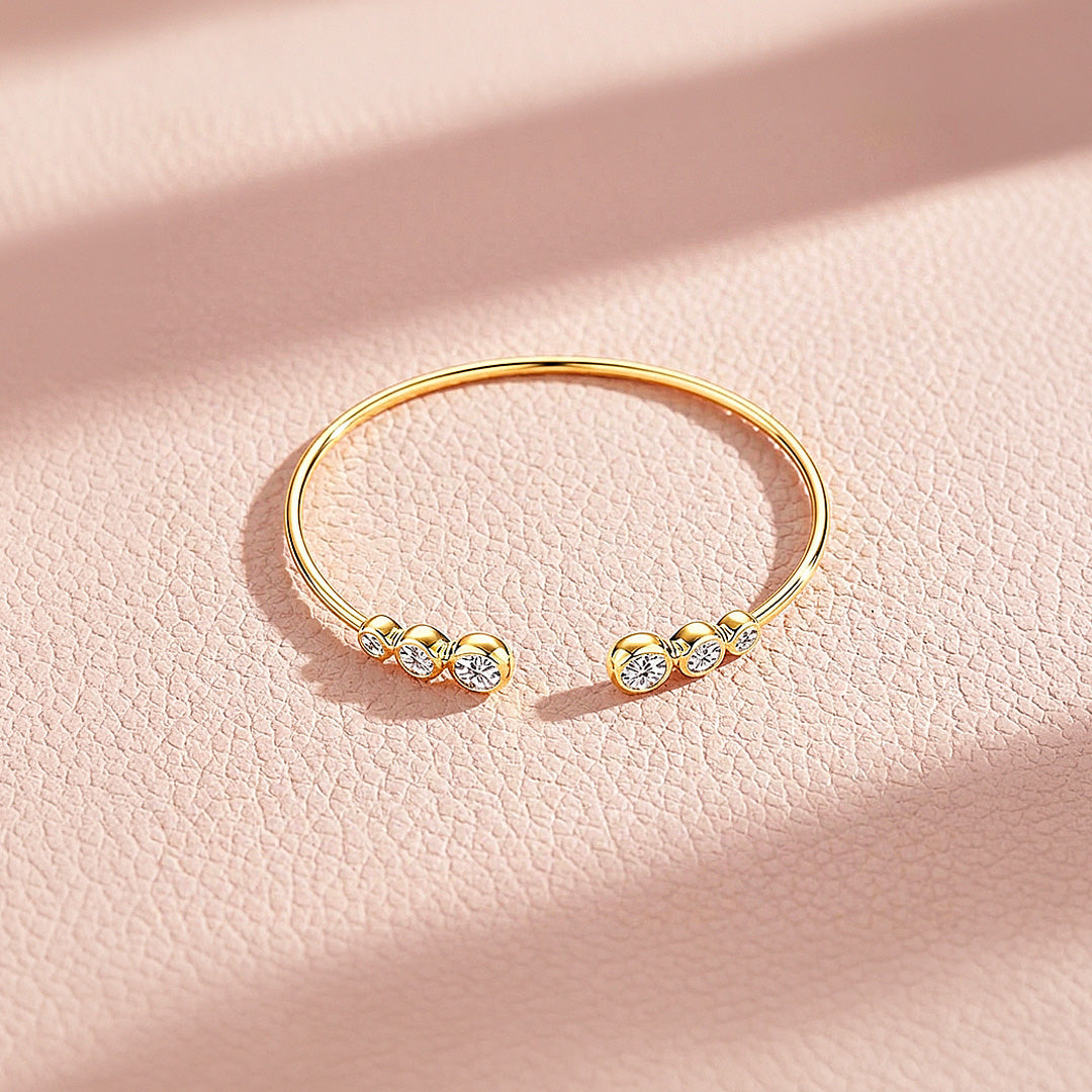 Bezel Moissanite Open Cuff Bangle | Prm9135