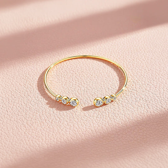 Bezel Moissanite Open Cuff Bangle | Prm9135