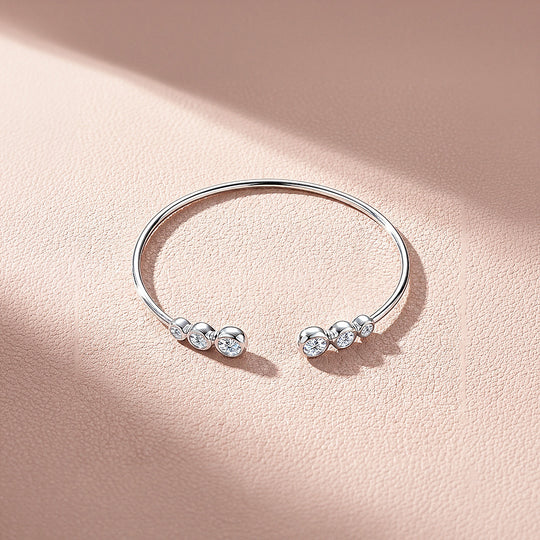 Bezel Moissanite Open Cuff Bangle | Prm9135