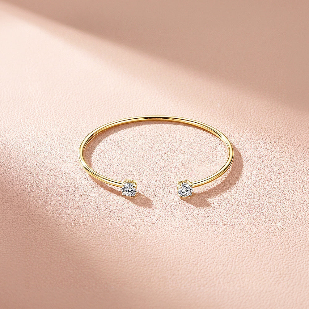 Open Cuff Solitaire Bangle | Moissanite | Prm9136