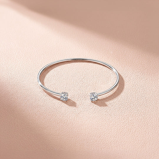 Open Cuff Solitaire Bangle | Moissanite | Prm9136