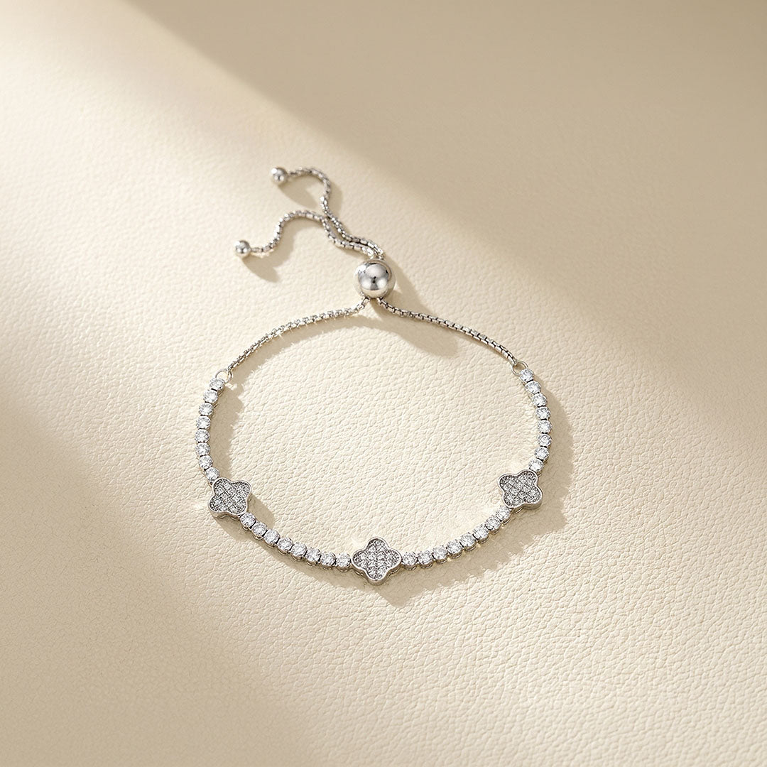Clover Slider Tennis Bracelet | Diamond Simulant | Prm9138