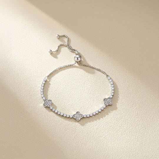 Clover Slider Tennis Bracelet | Diamond Simulant | Prm9138