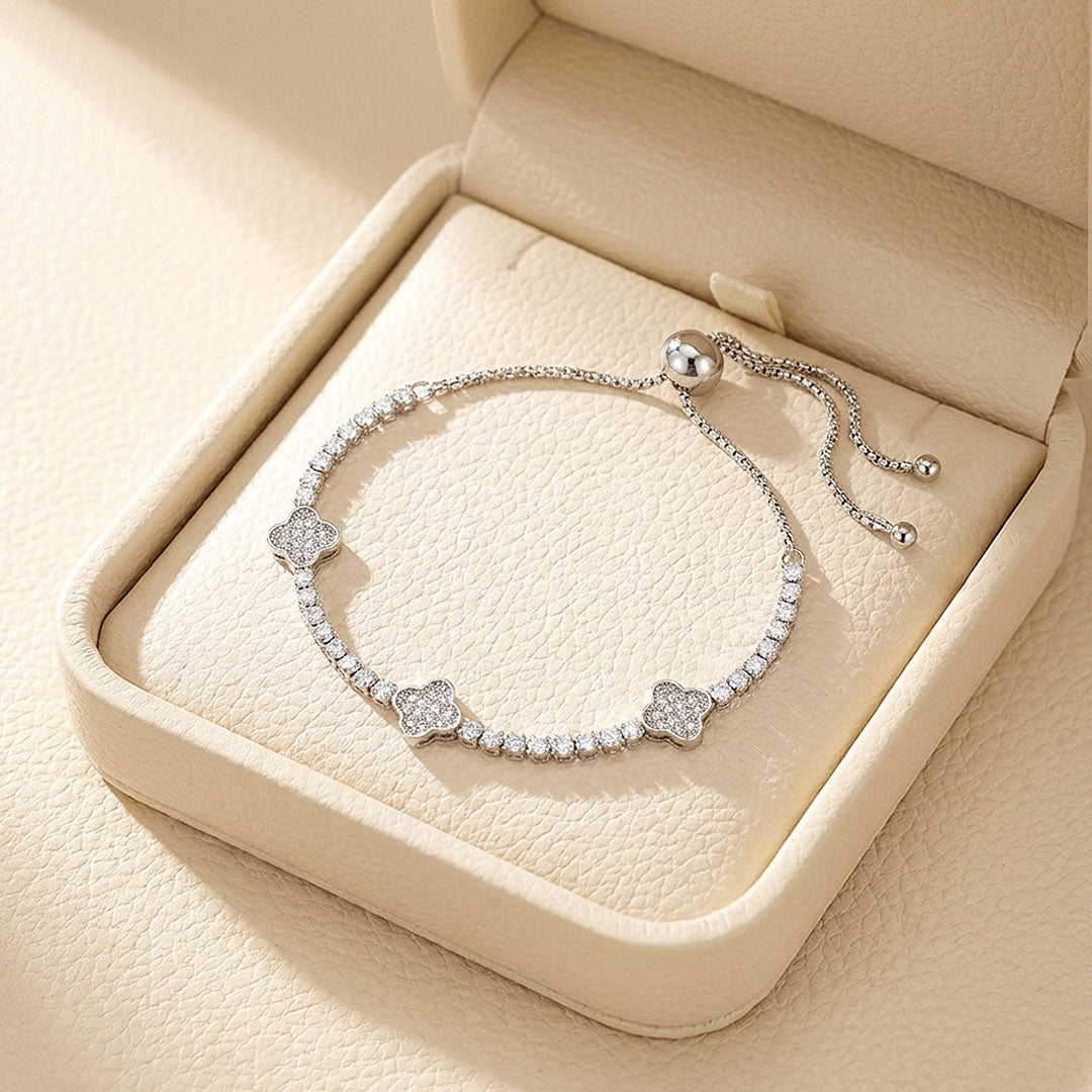 Clover Slider Tennis Bracelet | Diamond Simulant | Prm9138