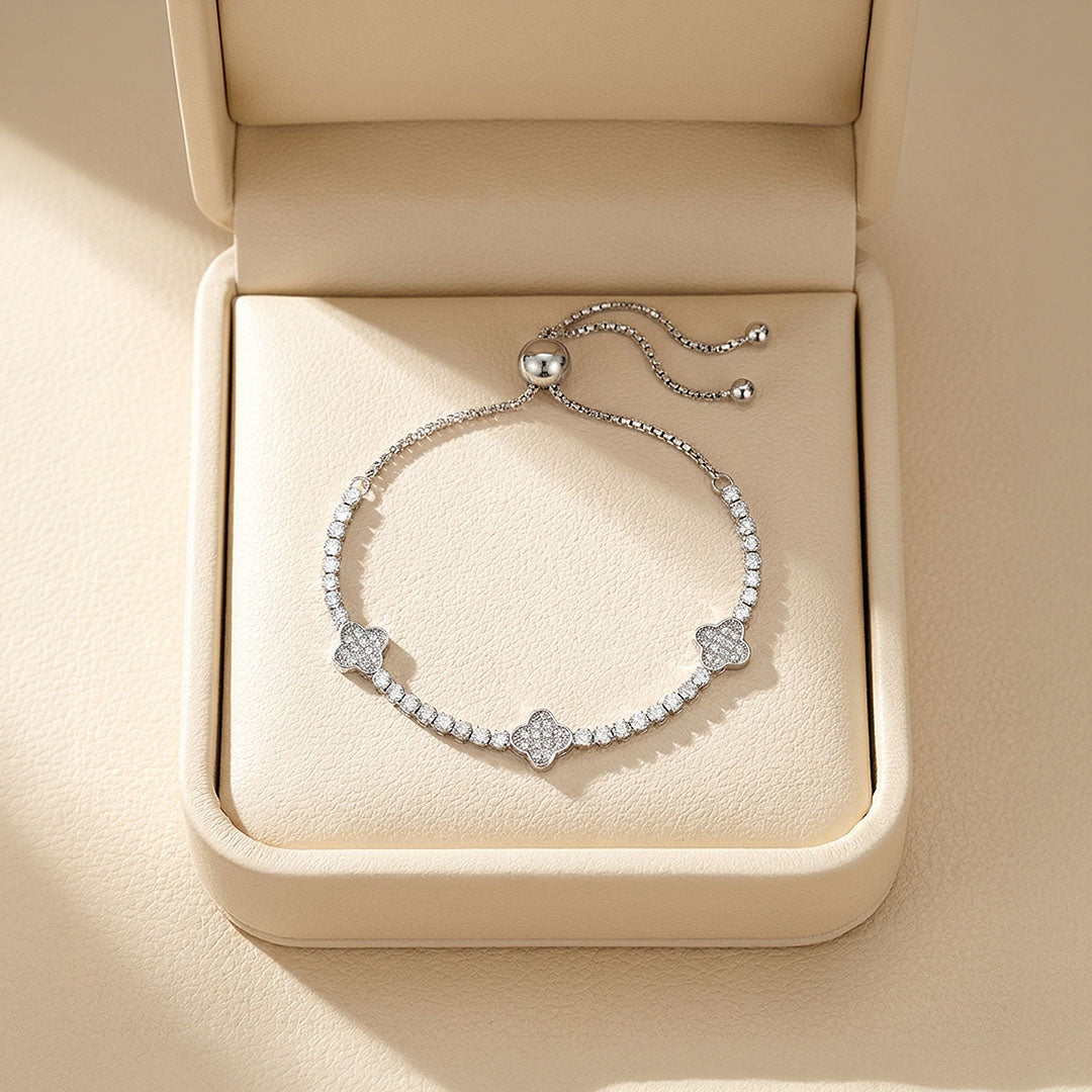 Clover Slider Tennis Bracelet | Diamond Simulant | Prm9138