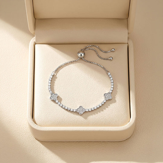 Clover Slider Tennis Bracelet | Diamond Simulant | Prm9138