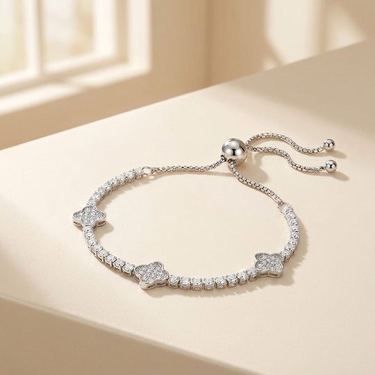 Clover Slider Tennis Bracelet | Diamond Simulant | Prm9138