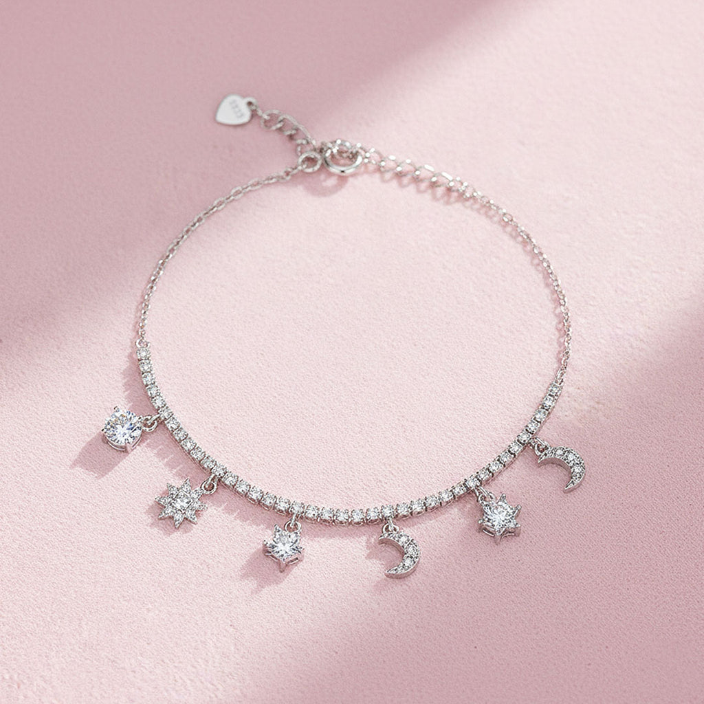 Star Moon Tennis Bracelet | Moissanite | Prm9140 – Tiara.com.sg