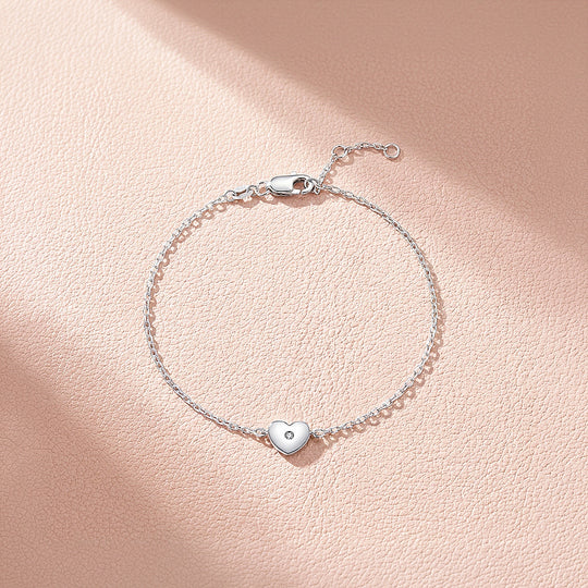 Heart Solitaire Link Bracelet | Moissanite | Prm9147