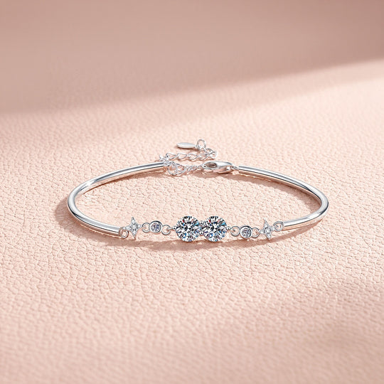 Celestial Bezel Bangle Bracelet | Moissanite | Prm9152