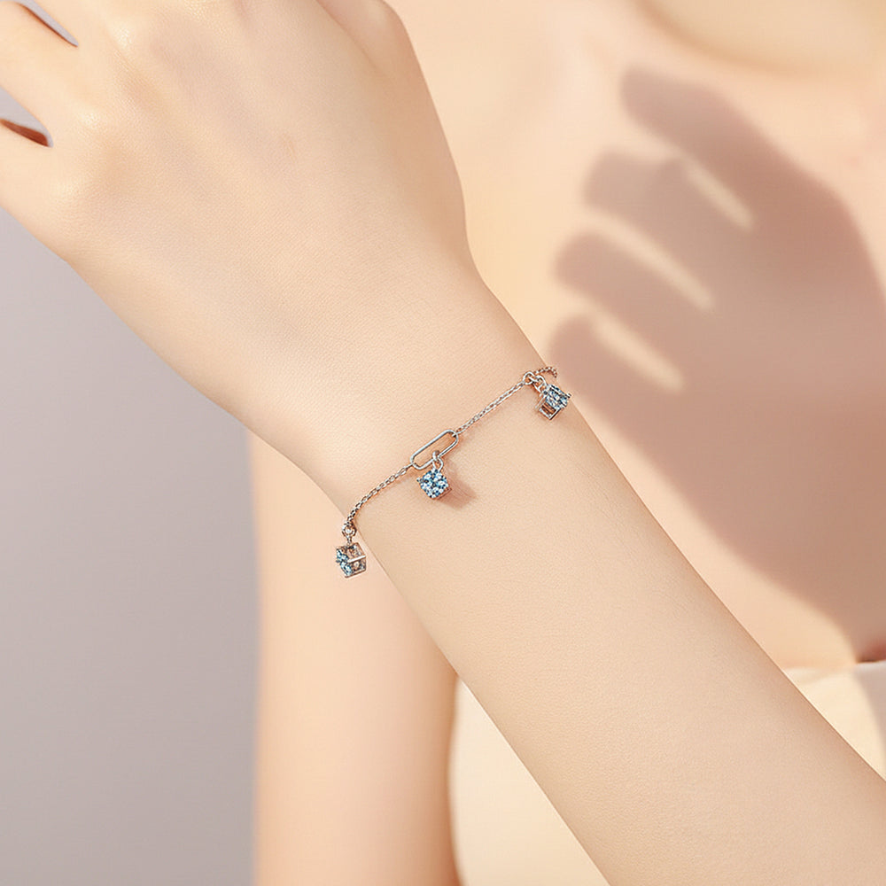 Triple Solitaire Paperclip Bracelet | Moissanite | Prm9153 - Bracelets | Singapore Jewellery, Wedding Rings & Gifts | Same Day Delivery | Tiara.com.sg