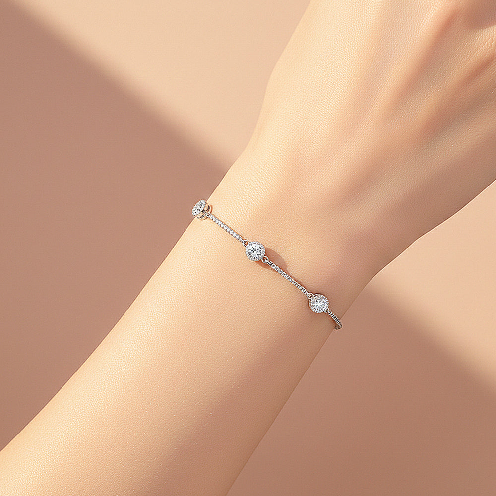 Curved Bar Station Bracelet | Moissanite | Prm9154 - Bracelets | Singapore Jewellery, Wedding Rings & Gifts | Same Day Delivery | Tiara.com.sg