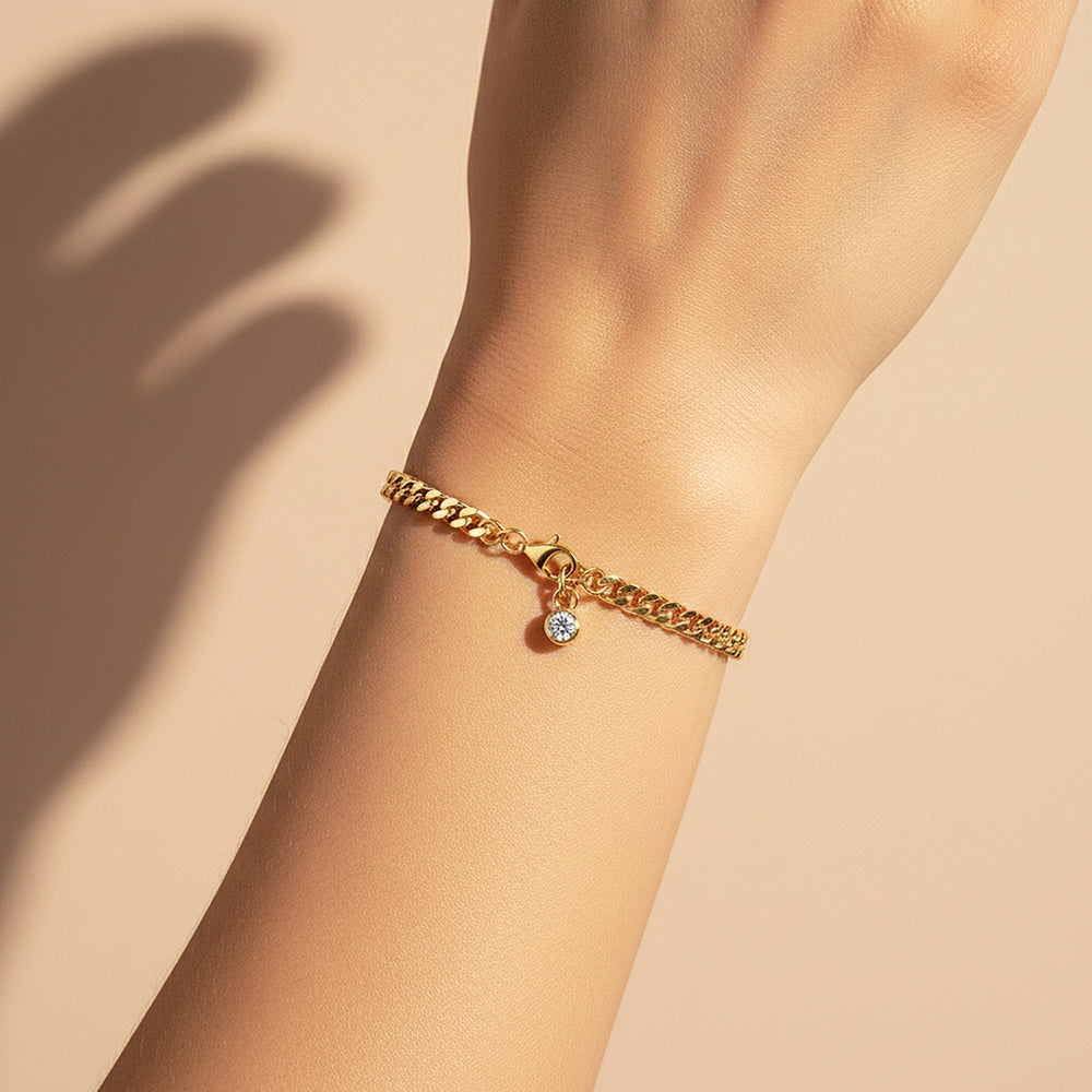 Bezel Cuban Link Bracelet | Moissanite | Prm9155 - Bracelets | Singapore Jewellery, Wedding Rings & Gifts | Same Day Delivery | Tiara.com.sg
