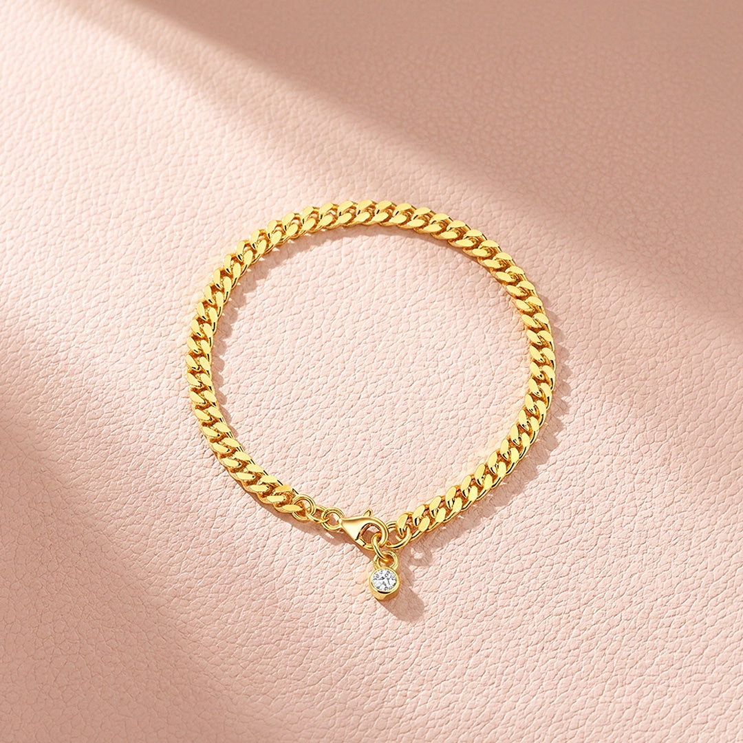 Bezel Cuban Link Bracelet | Moissanite | Prm9155