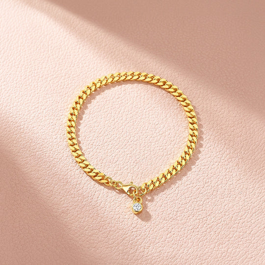 Bezel Cuban Link Bracelet | Moissanite | Prm9155