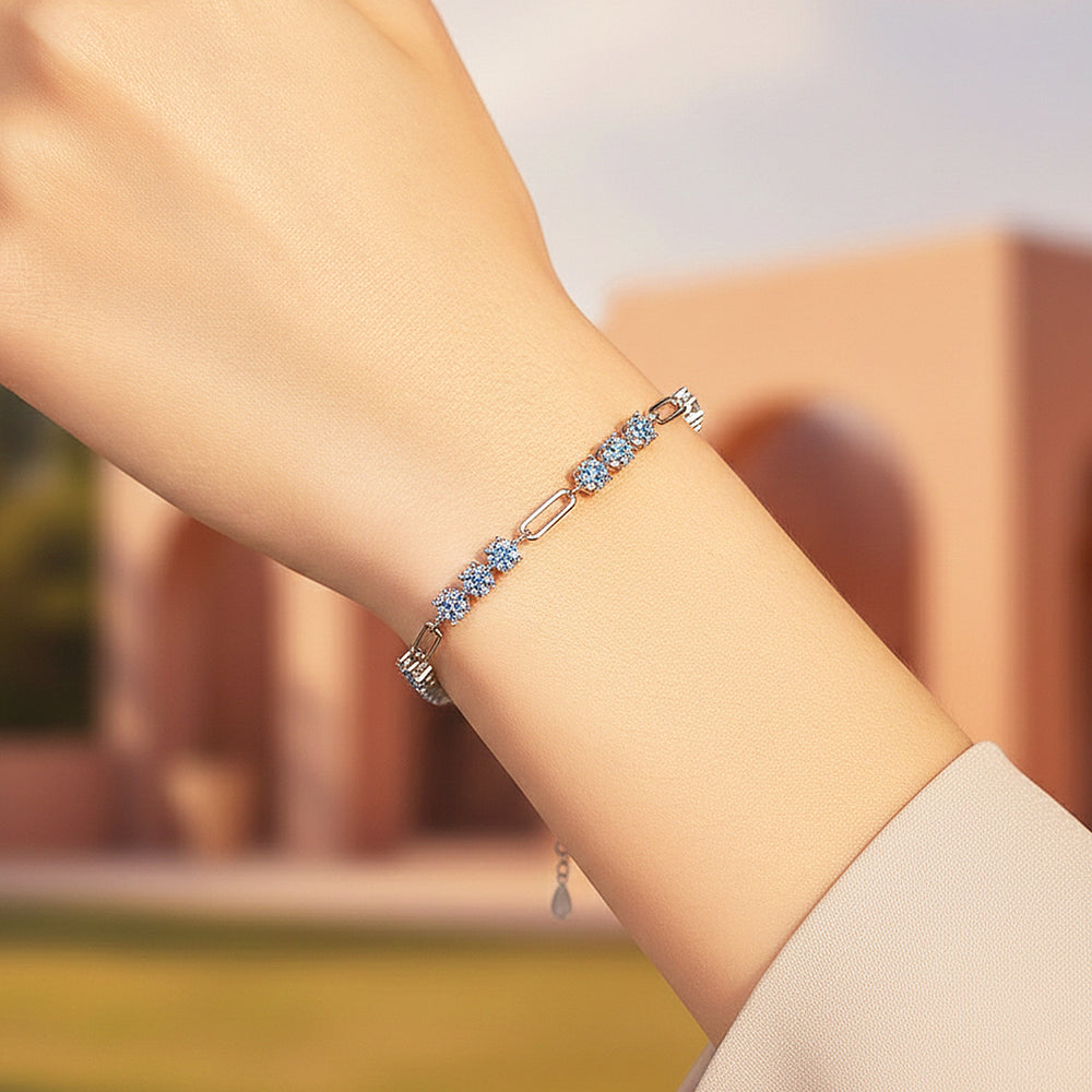 Paperclip Tennis Bracelet | Moissanite | Prm9161 - Bracelets | Singapore Jewellery, Wedding Rings & Gifts | Same Day Delivery | Tiara.com.sg