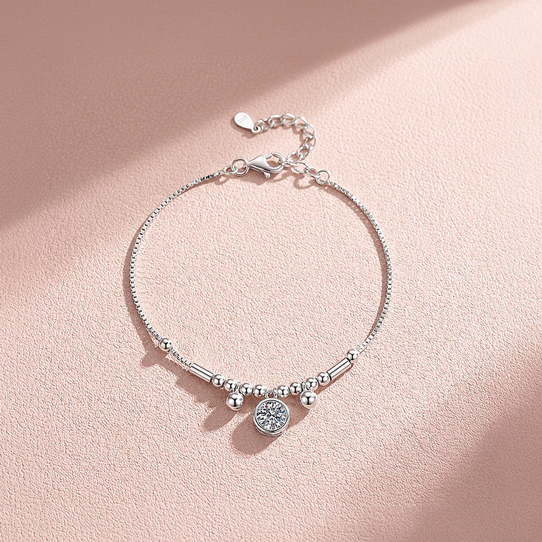 Bezel Geometric Charm Bracelet | Moissanite | Prm9163